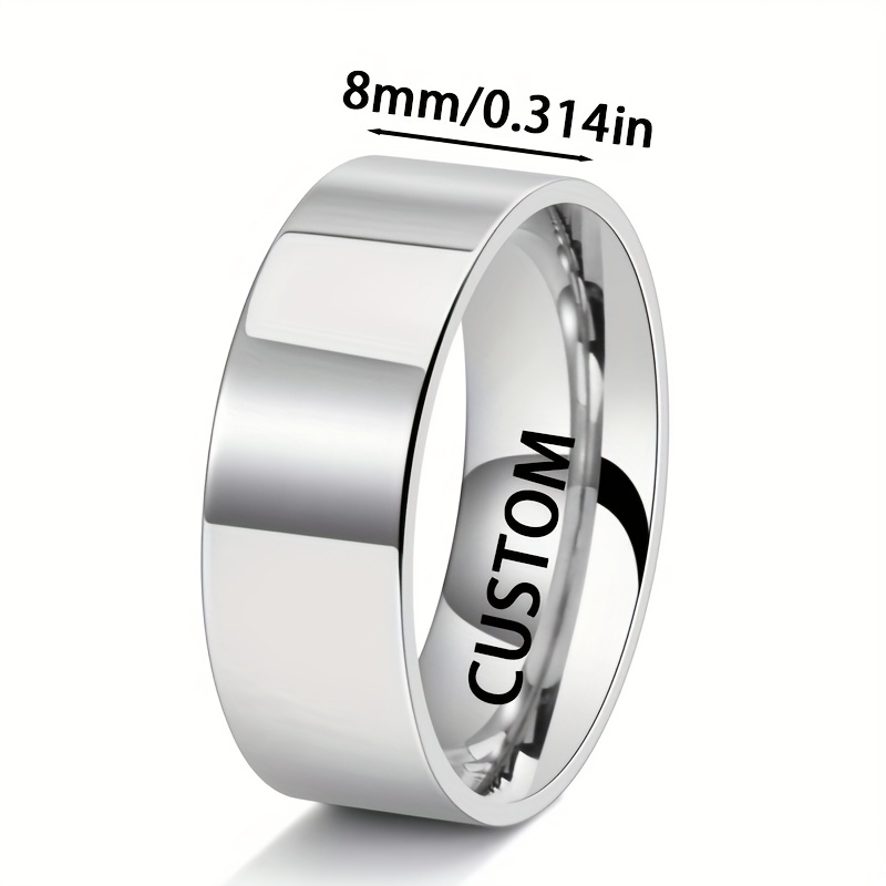 Customized Minimalist Men's Ring with Personalized Text