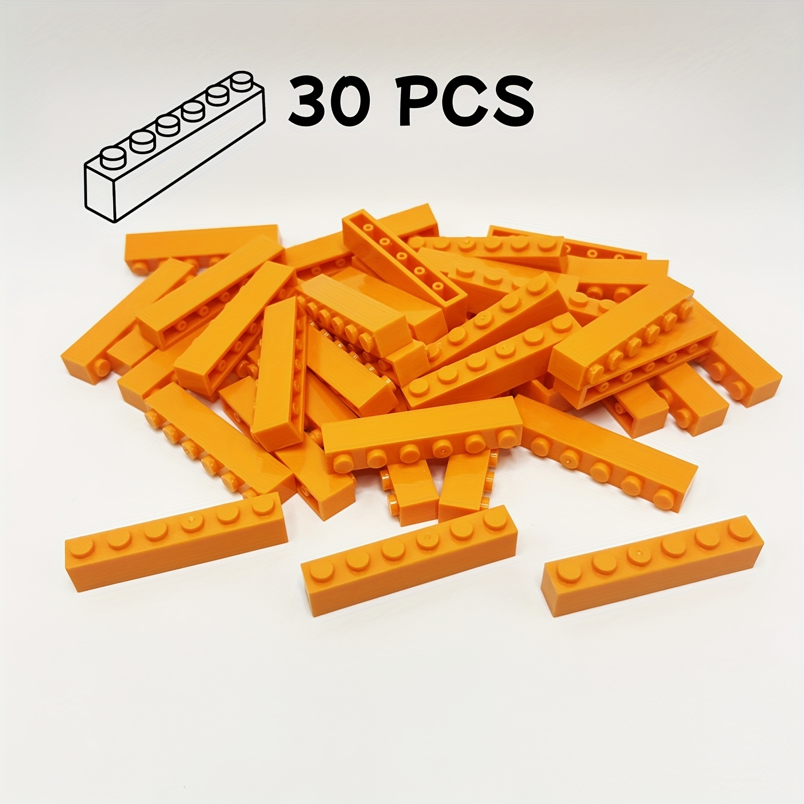 30pcs Multicolor Blocks 1x6 Studs Hole Small Building Block Toy