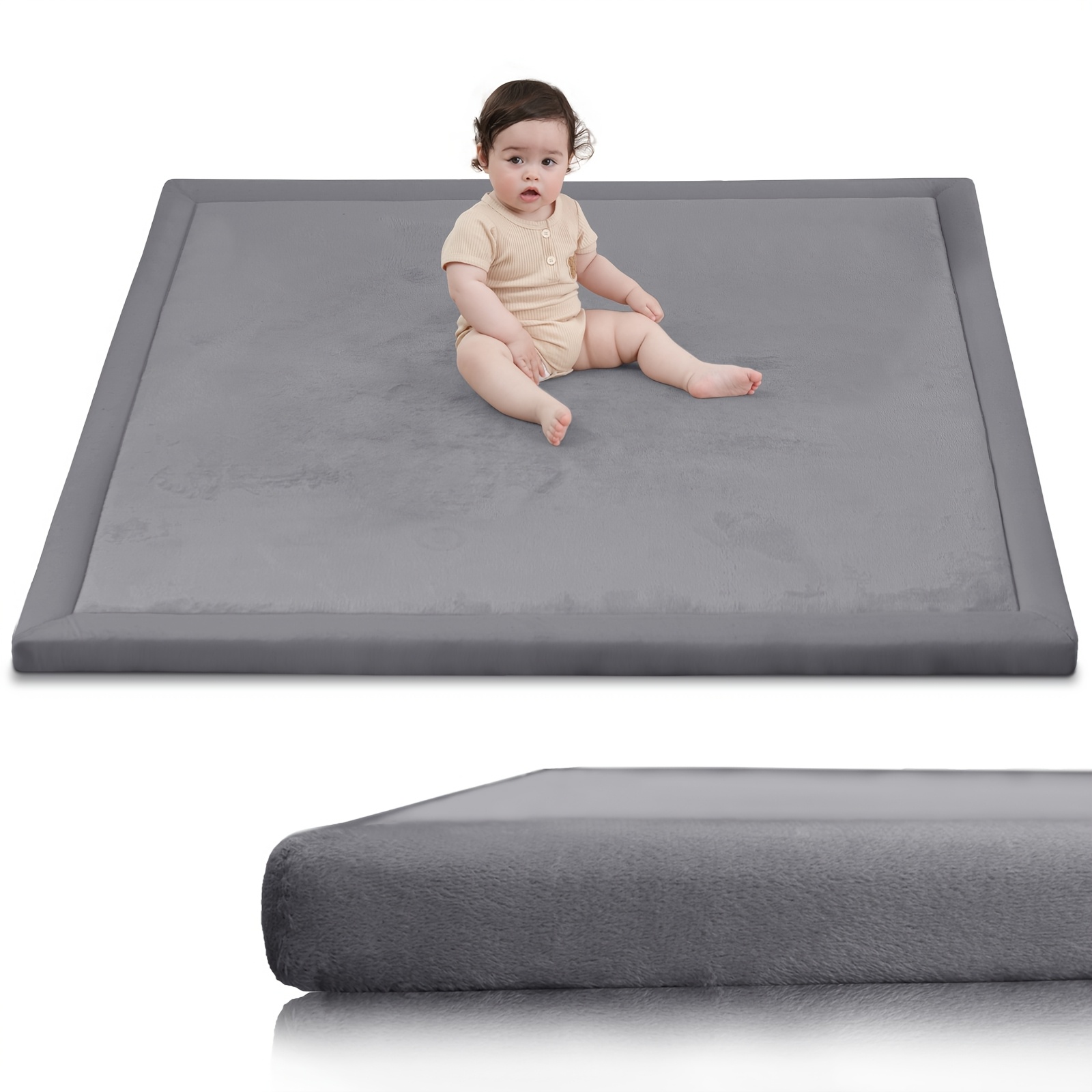TEMU Extra Large Baby Play Mat, Coral Velvet Area Rug, Soft Crawling Rugs For Kids, Infants, 150x200cm Foam Mat For Playpen, Yoga Mat, Non-slip Mat,