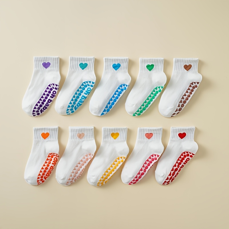 10 Pairs Solid Color Cute Anti-slip Floor Comfortable Walking Socks