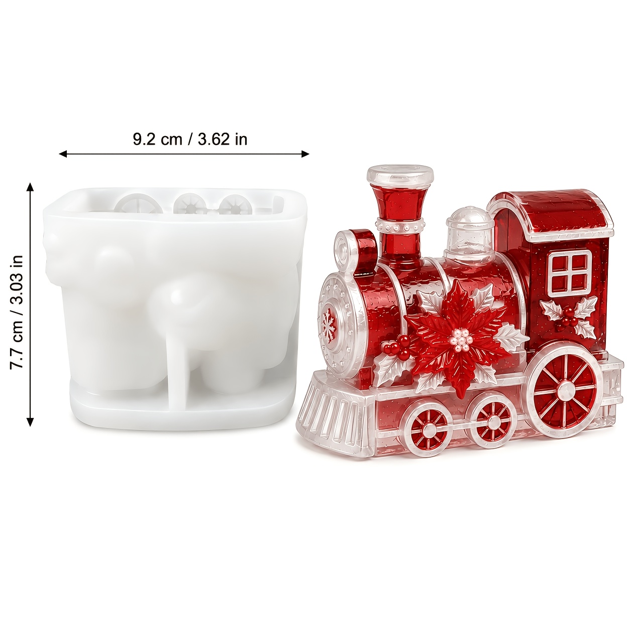 TEMU Moule en silicone résine, Moules en silicone 3D Vintage Train de Noël , Moule de moulage de moteur de Noël rétro pour cire parfumée, résine