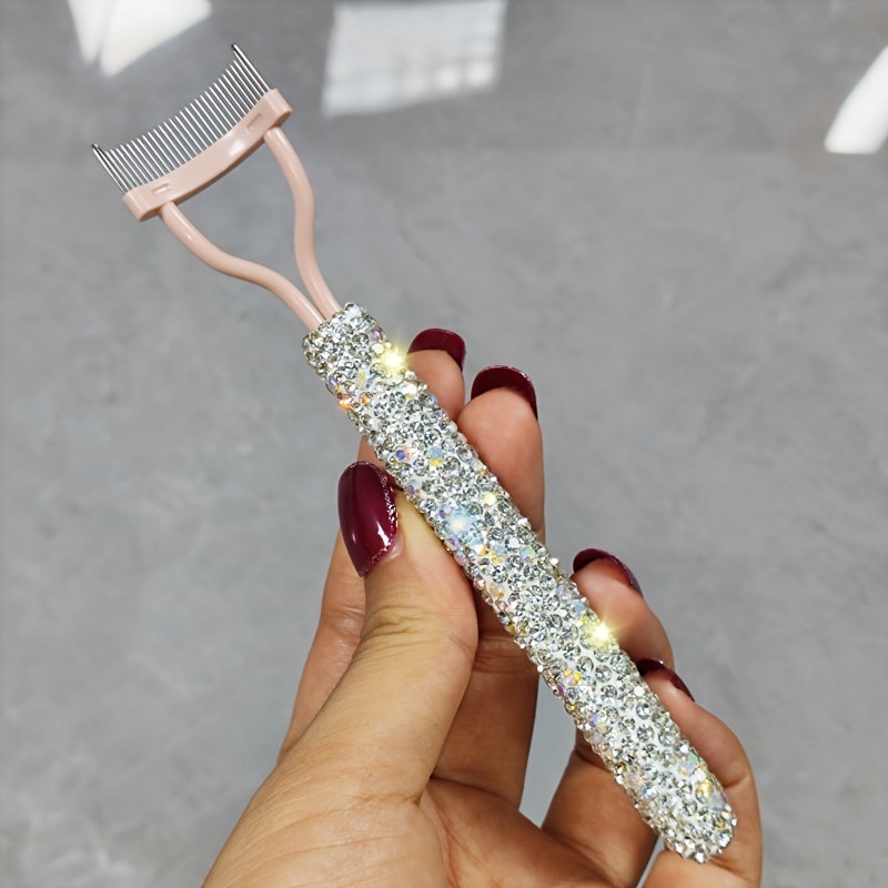 1pc Light Luxury Eyelash Comb, -encrusted, Partial Detail Eyelash Curling, Long-lasting Styling Comb, Creative Combing, Eyelash Needle Comb