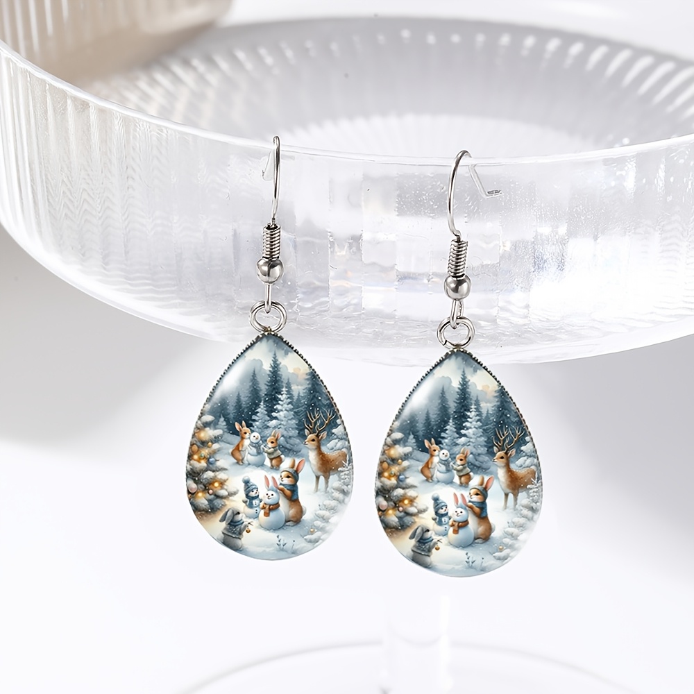 TEMU 1 Pair Of Rabbit Water Drop Earrings Handmade Glass Earrings Jewelry