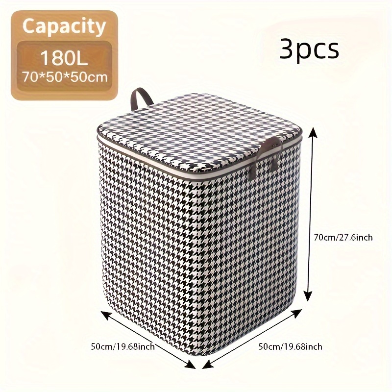 3pcs modern   large storage bins 47 55 gallon capacity multipurpose thick fabric organizer boxes dustproof and moisture resistant with dual zipper and handles for home clothes and blanket storage ideal for moving and travel under bed storage details 1