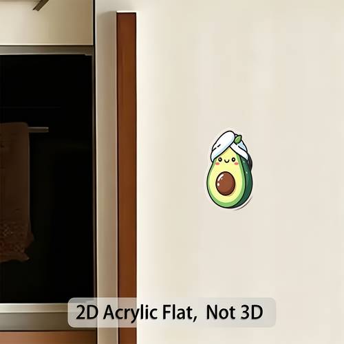 2d plat 2 stuks koelkastmagneten, schattige avocadopatroon koelkastmagneten, acryl koelkastdecoratie, perfect voor het decoreren van keukenkoelkasten, vaatwassers, ijzeren opbergkasten en scènes; geschikt voor cafés, kantoren, leuke keukenaccessoires, feest- en bijeenkomstdecoraties, kerstmis