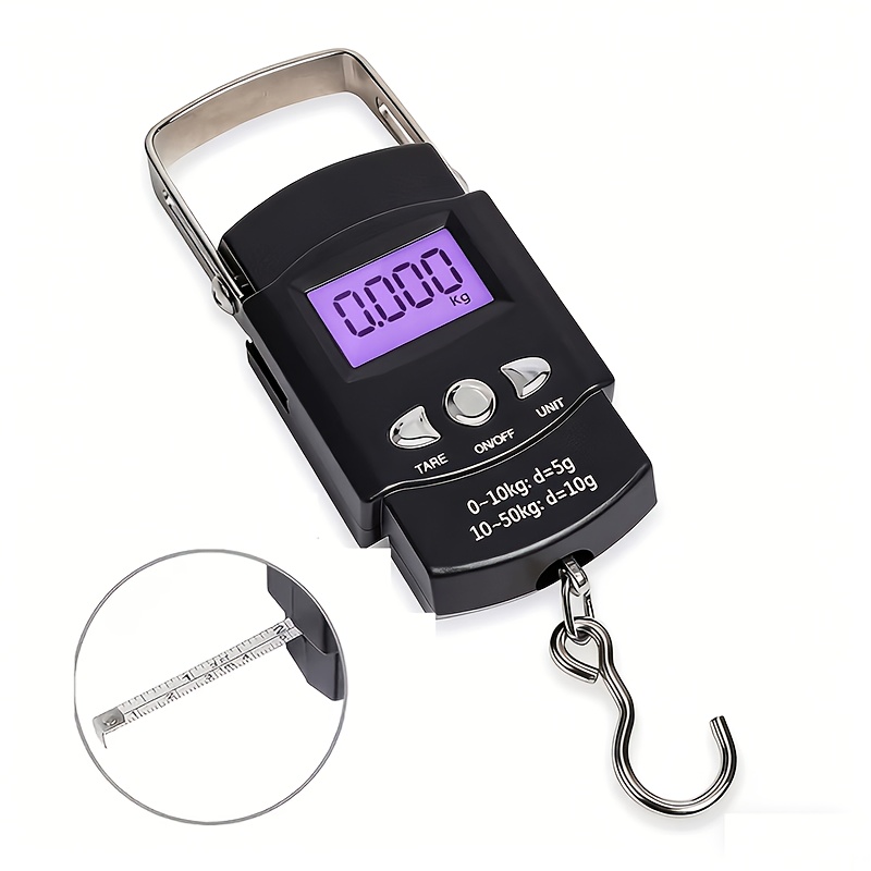 50kg Digital Hanging Scale With Unique Purple Backlight & Hook – Battery Operated Weight Scale For Luggage, Fishing & Shipping (batteries Not Included)