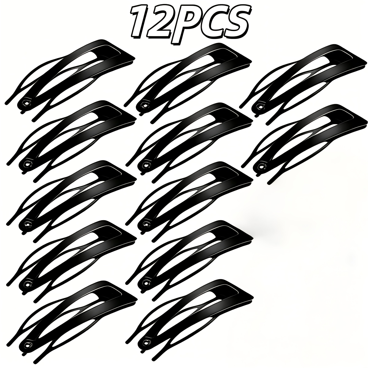 TEMU 12 pinces à cheveux noires creuses et profilées en métal, pince latérale minimaliste pour les navetteurs, design creux et profilé, fixation