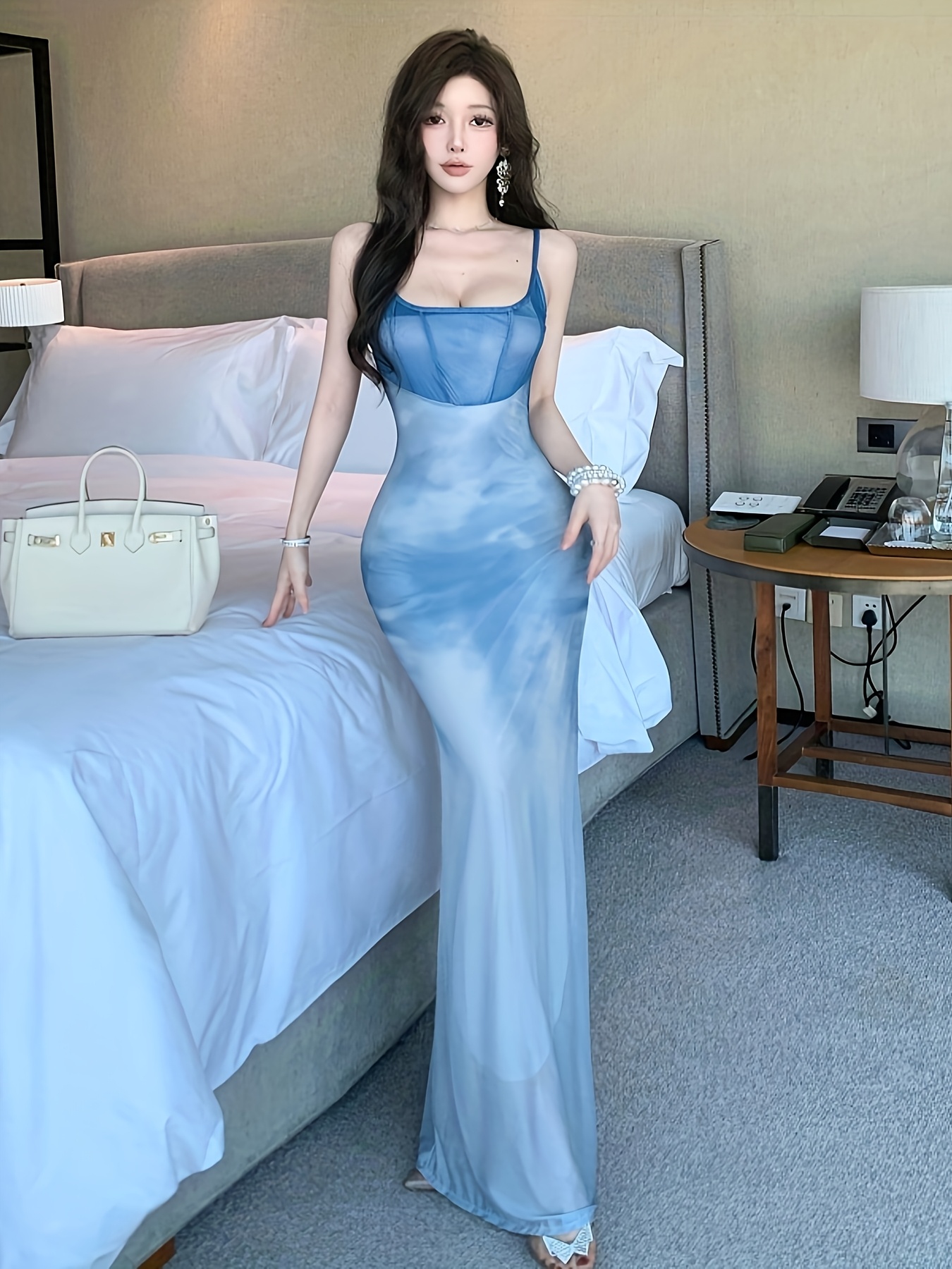 blue dress for baby girl A&A Sheer Mesh Halterneck Elegant Beach Dress – ARIELLA & AYANA main image 1