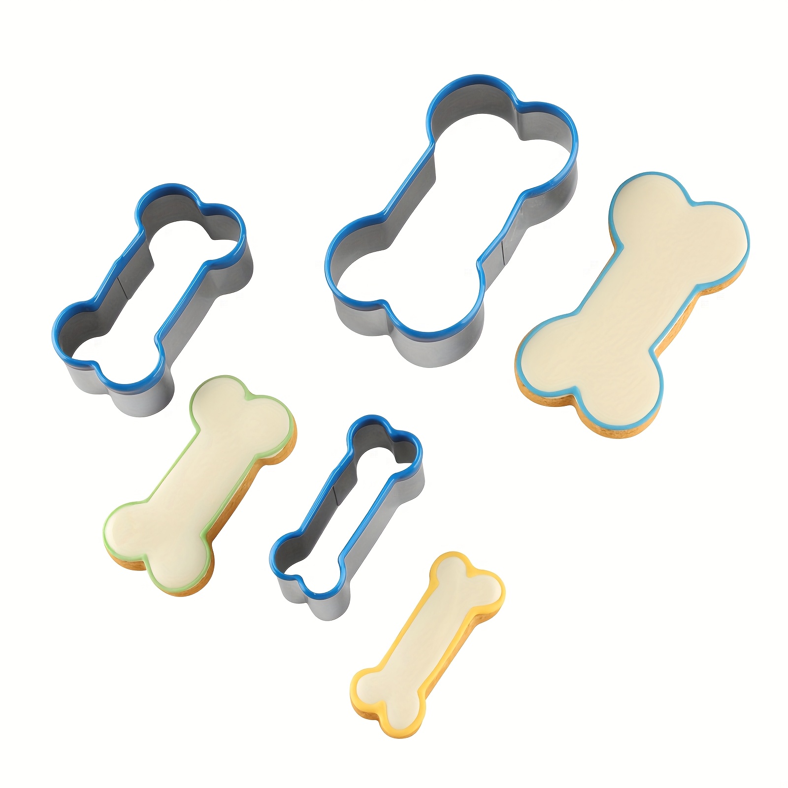 TEMU 3pcs/set Cookie Cutters Dog Treats Cookie Cutters Biscuit Dog Treat Cookie Cutter Set For Homemade, Baking Tools, Kitchen Accessories (blue Is &