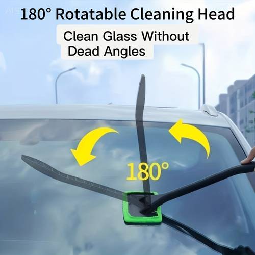 a dual purpose car window cleaning brush featuring interchangeable heads a fog clearing wipe and a dust removal tool for windows vehicle and glass maintenance without battery