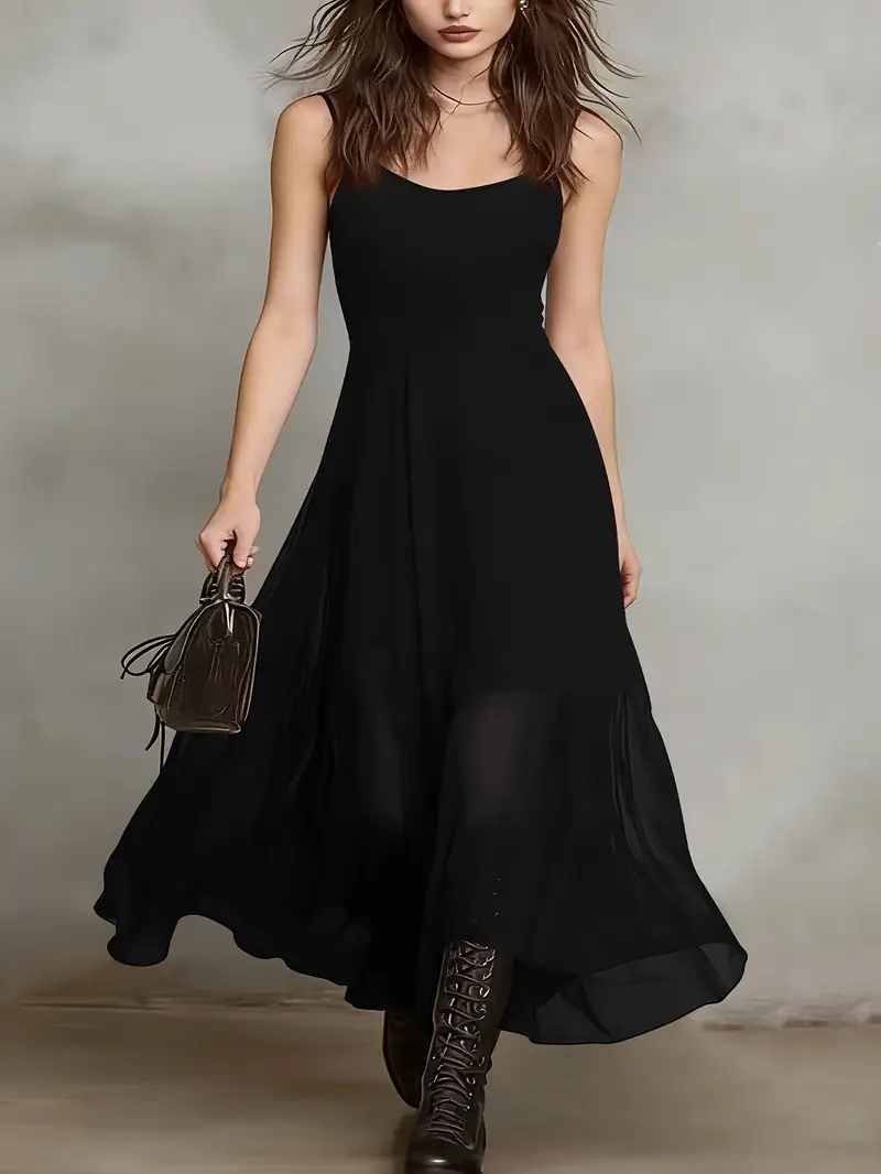 europe style chiffon dress F23 Black Sleeveless Chiffon Dress Lightweight... From Btfgg683, Rs.2,662.1