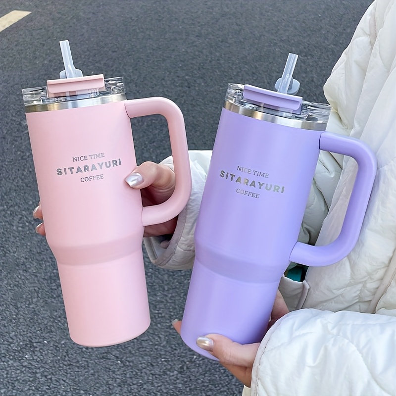 gobelet isolé en acier inoxydable 900ml avec paille et poignée, étanche, bpa, idéal pour le camping air et , multicolore Détails du produit 5