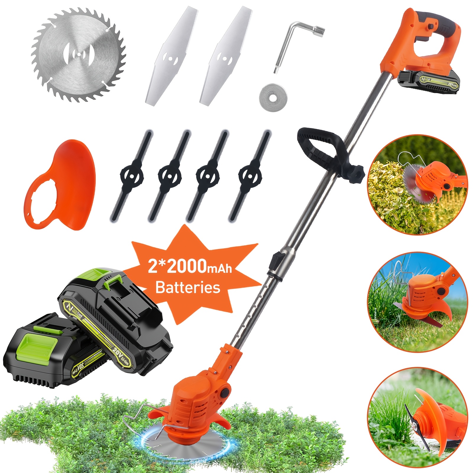 

Cordless 3-in-1 Wireless String Trimmer/lawn Mower/edger, Wireless 2*1500mah Batteries For Lawns & Courtyards & Garden