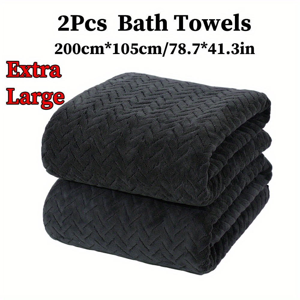 2pcs Extra Large Bath Towel Set, 200cm X 105cm/78.7 X 41.3in, Microfiber Material, Suitable For Bathroom Shower, Camping Blanket, Sauna, Optional