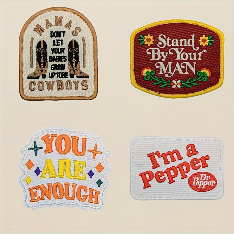 

4-piece Embroidered Iron-on Patches | Easy Apply & Durable Jacket Appliques | Sew-on Fabric Badges For Diy Fashion