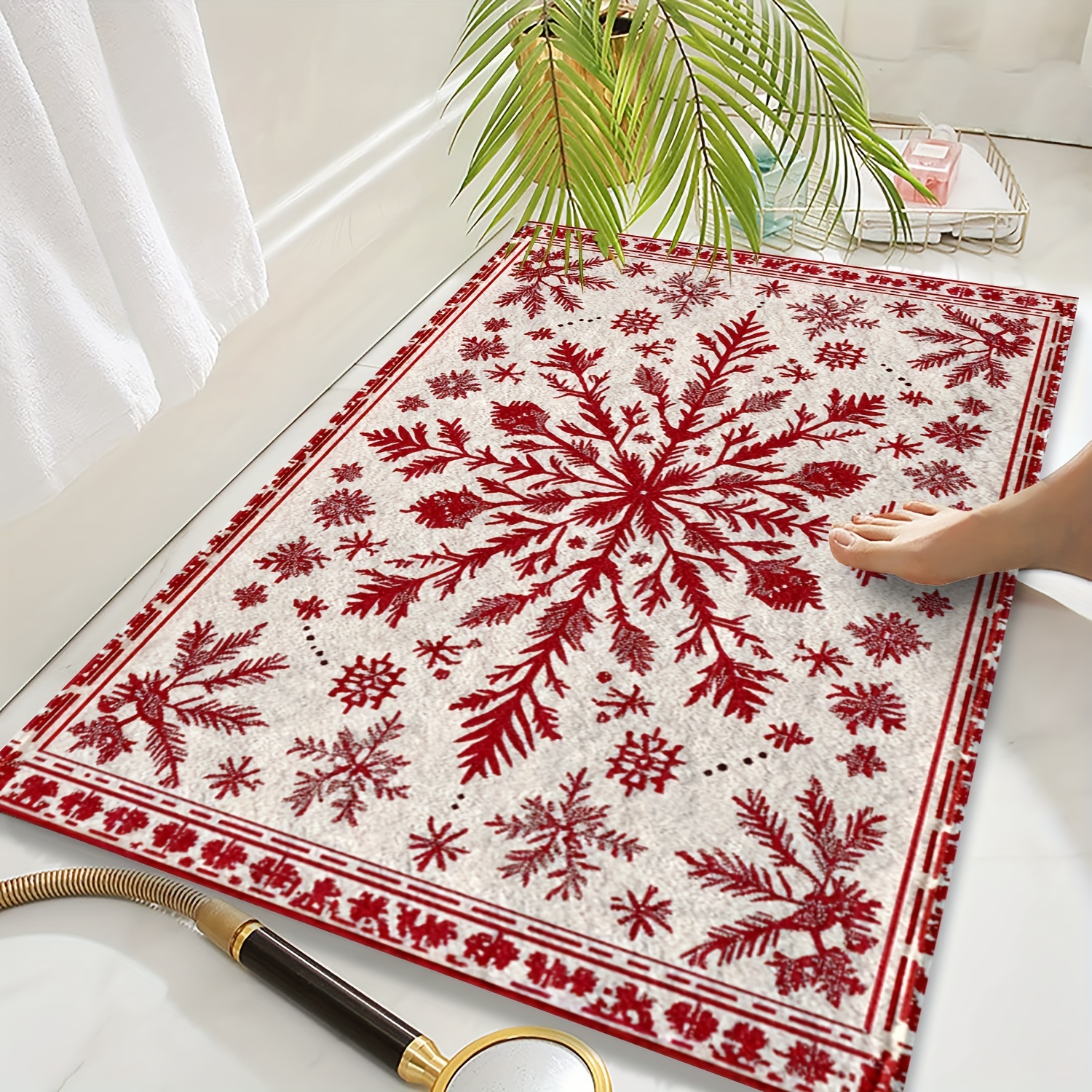 

Christmas Non-slip Bath Mat - Cashmere, Absorbent & Stain-resistant, Bedroom, Bathroom, Kitchen - Machine Washable, Ideal Gift, Best For Christmas