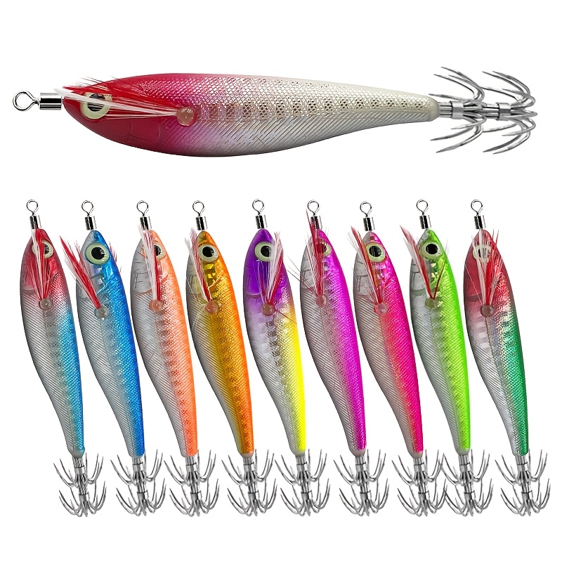 

10pièces/sac avec des couleurs mélangées Squid Jigs Simulation Squid Jig Hook Octopus Pêche à de pêche en mer