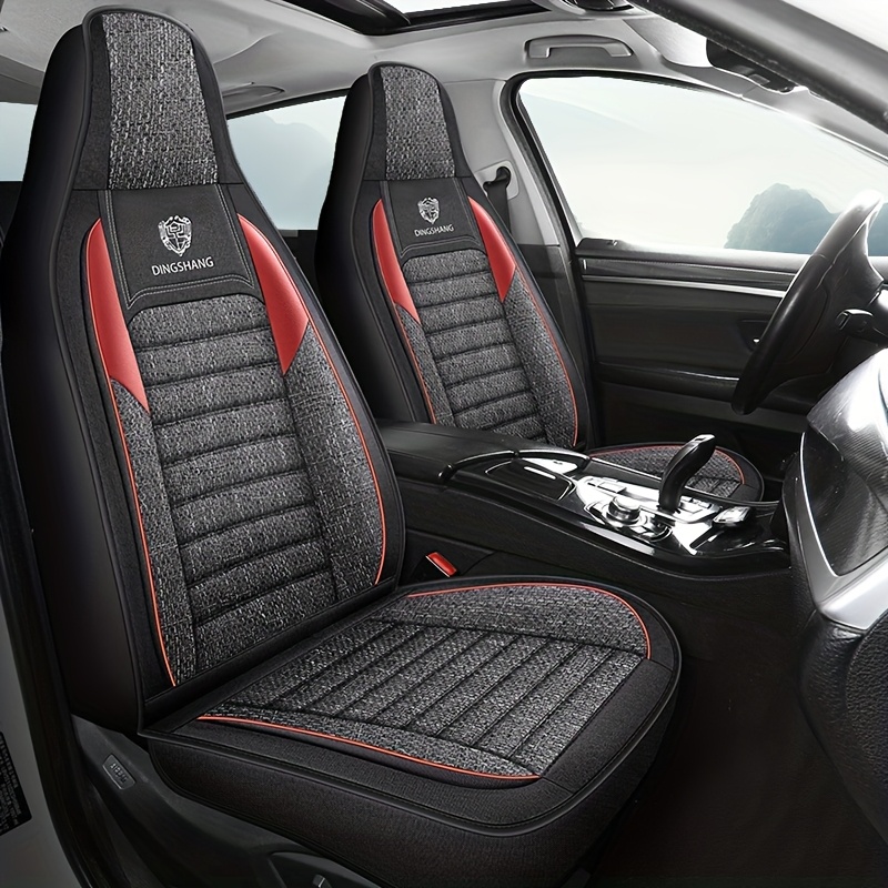 TEMU 2pcs High-quality Universal Car Seat Covers, Front Two-seat Set, Full Coverage Linen Comfortable Breathable Protective Seat Covers, Suitable For