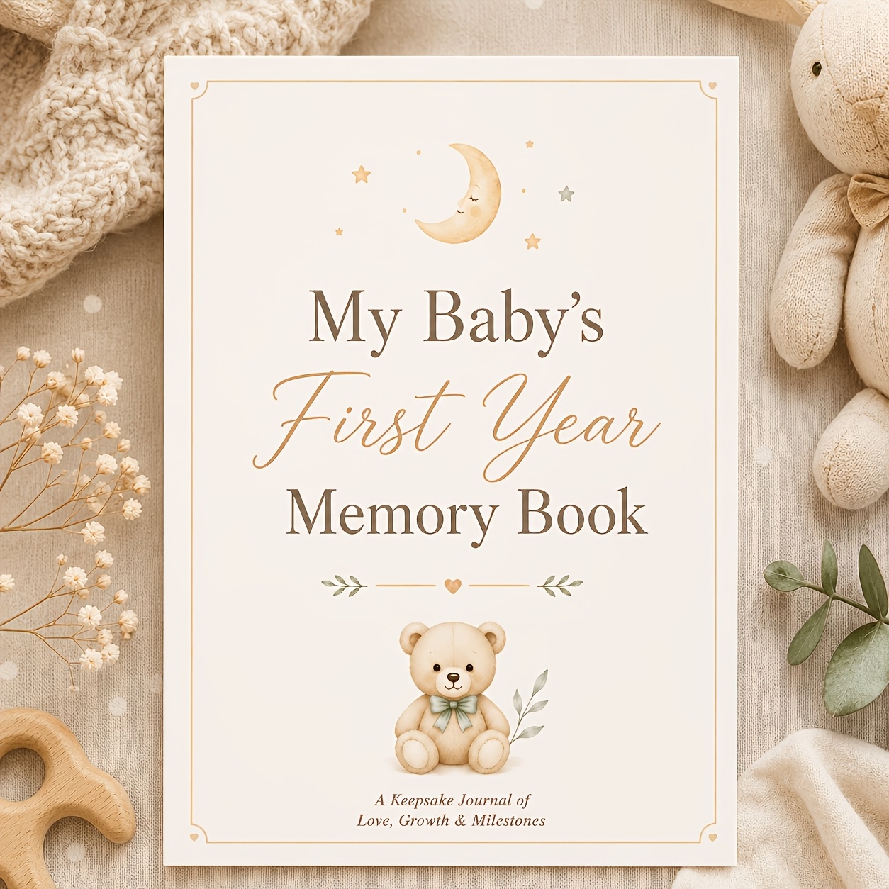 TEMU My Baby's First Year Memory Book, 56 Guided Pages A4 Large Format Keepsake Journal, Record Pregnancy Journey, Weekly Memories, Monthly