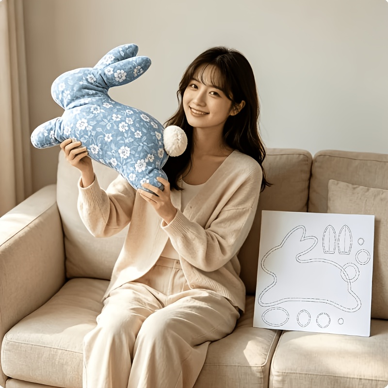 TEMU 【うさぎのパッチワークソーイングテンプレート】うさぎ型フレームとプラスチック製パターン付き。描画、、手芸に最適 - うさぎのクッション作成用プラスチッククラフトテンプレート、初心者向け
