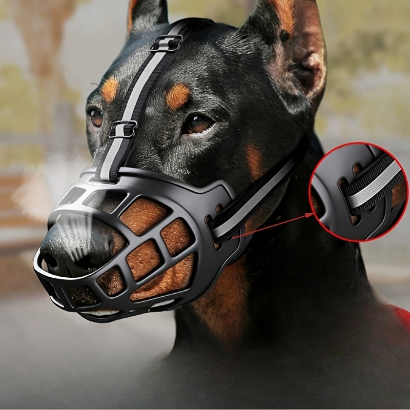 An adjustable reflective dog muzzle - anti-biting, anti-barking, and preventing accidental ingestion, breathable and durable, firmly fitting, suitable for both indoor and outdoor dog walking and training, appropriate for small and medium-sized dogs.