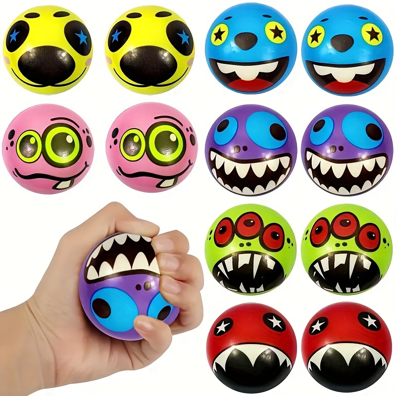 

12-piece Soft Squeeze Cartoon Character Expression Balls - Relax & Fun Interactive Party Favors For Younger Audience