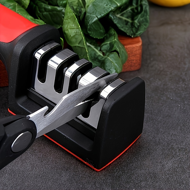 3 stage stainless steel knife sharpener multifunctional manual kitchen sharpening tool for knives scissors ceramic compatible details 0