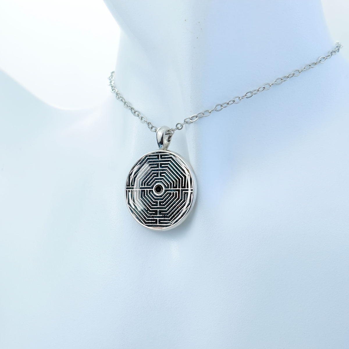 Geometric Maze Design Necklace, Statement Gift for Women