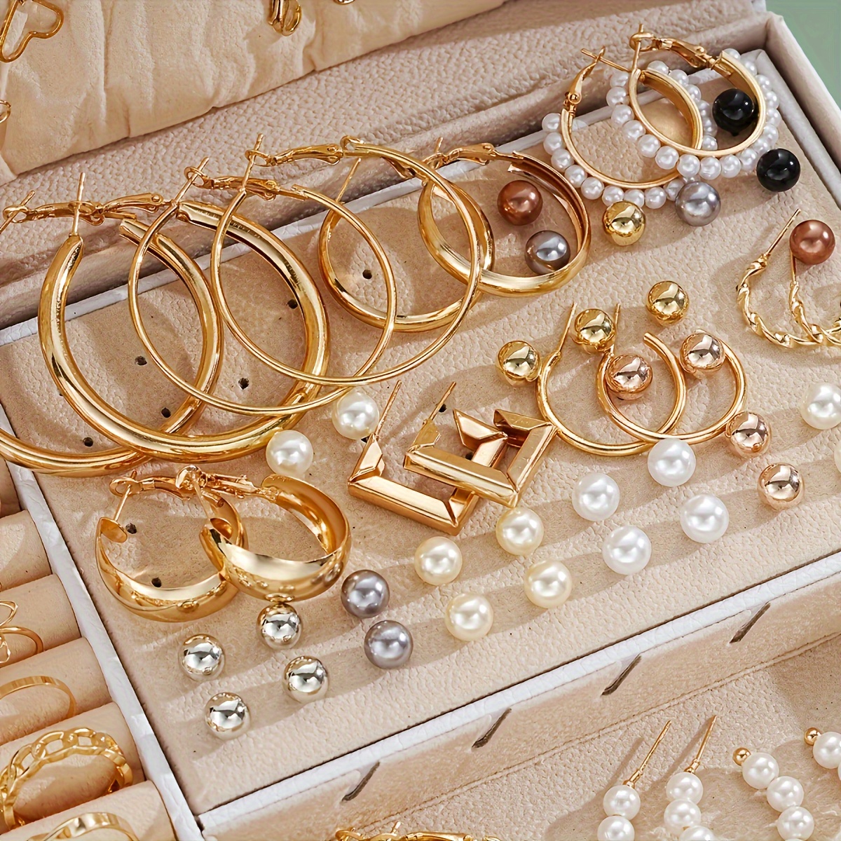 86pcs jewelry set fashionable elegant   necklaces heart rings   pearl earrings studs   set for women versatile accessories for   parties gift without box vintage bohemian styles details 6