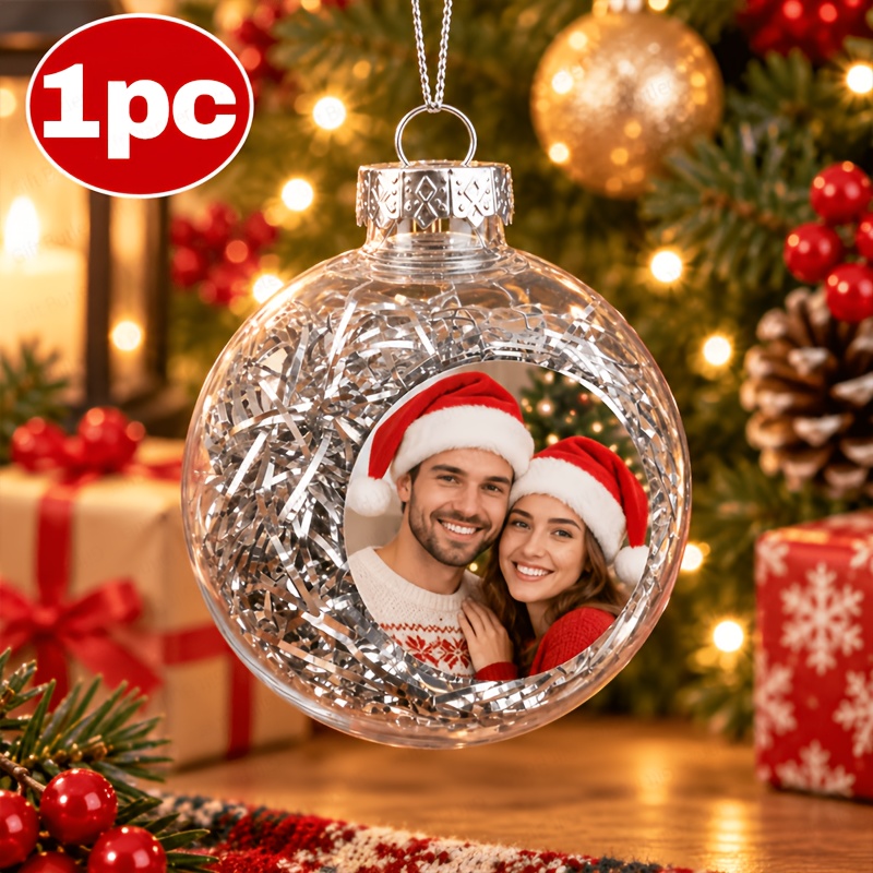 TEMU [Bildanpassung] ., 2 Stk., 6 Stk. Weihnachtskugel Ornamente Heimdekoration Anpassung, Anhänger Ornamente Custom Schmuck, Glitzer Weihnachtskugel