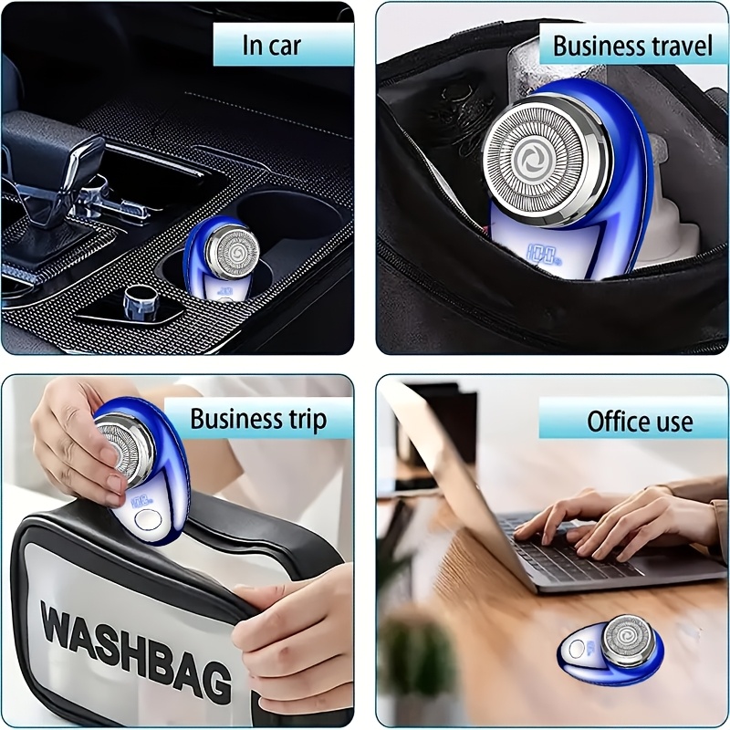 Mini afeitadora rotatoria FEIYBA recargable por USB, unisex, portátil con pantalla digital LED de un botón, adecuada para viajes, oficina, salidas, regalo para hombres