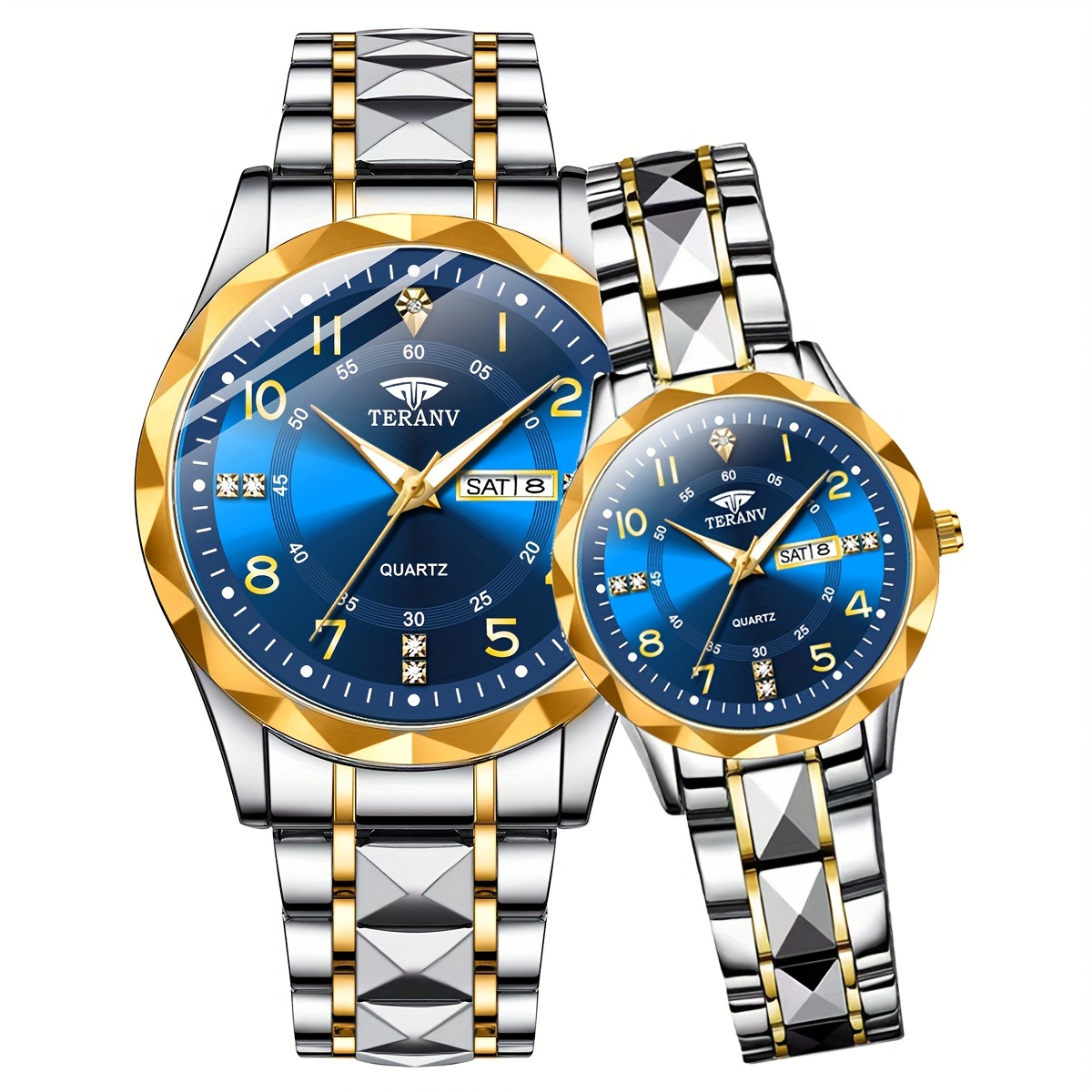 Fashionable Couple Watch with Rhinestone Design