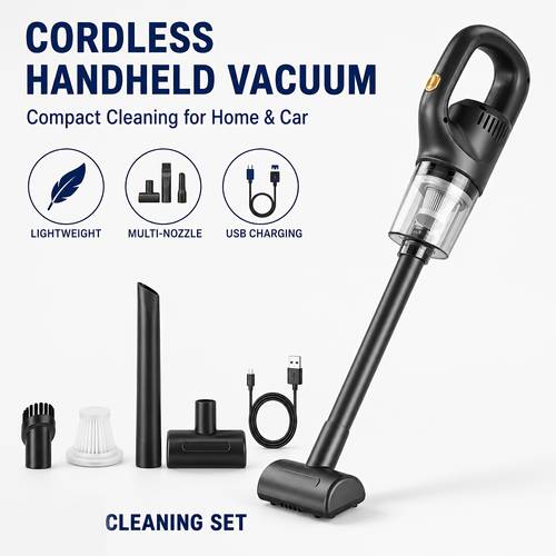 4pcs cordless handheld vacuum cleaner set usb rechargeable vacuum with extension tube floor head crevice brush nozzles for home car sofa and hard floor cleaning