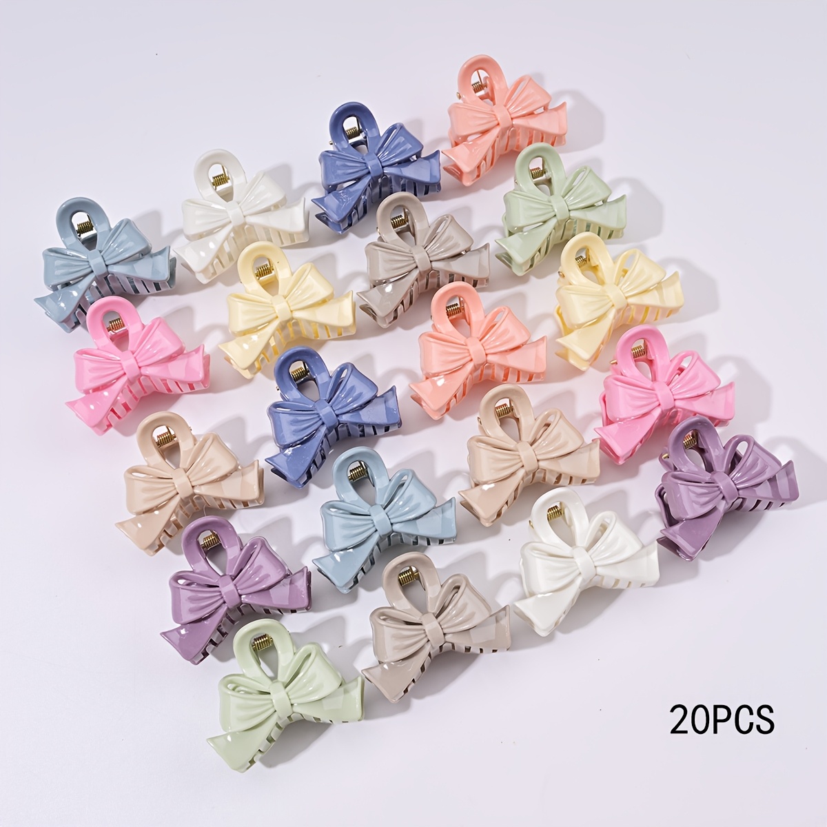 TEMU 20pcs Multicolor Women's Hair Clips Cute Bow High Ponytail Hair Claw Clips Suitable For Daily Use Headwear