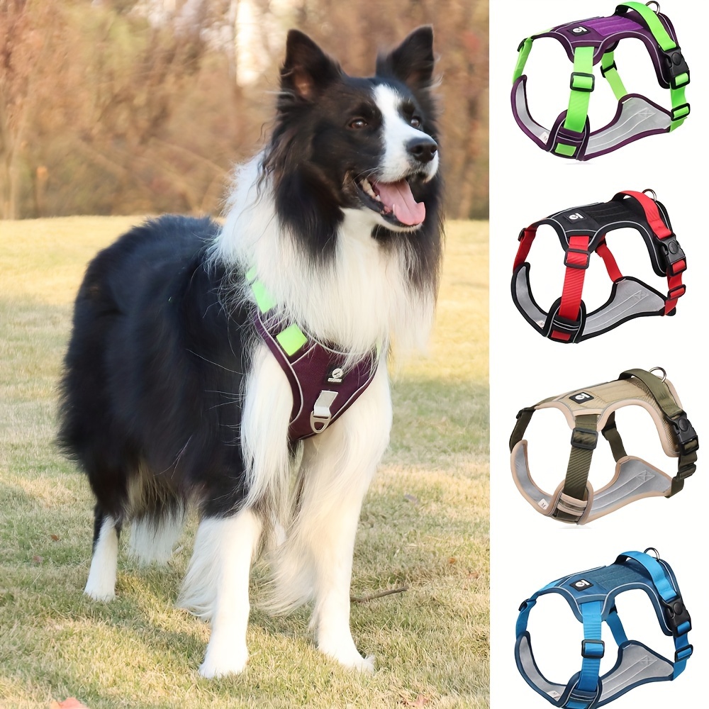 

1pc Reflective No-pull Dog , Pet Chest For Large , Fashionable Explosion- Visibility - Breeds, Battery