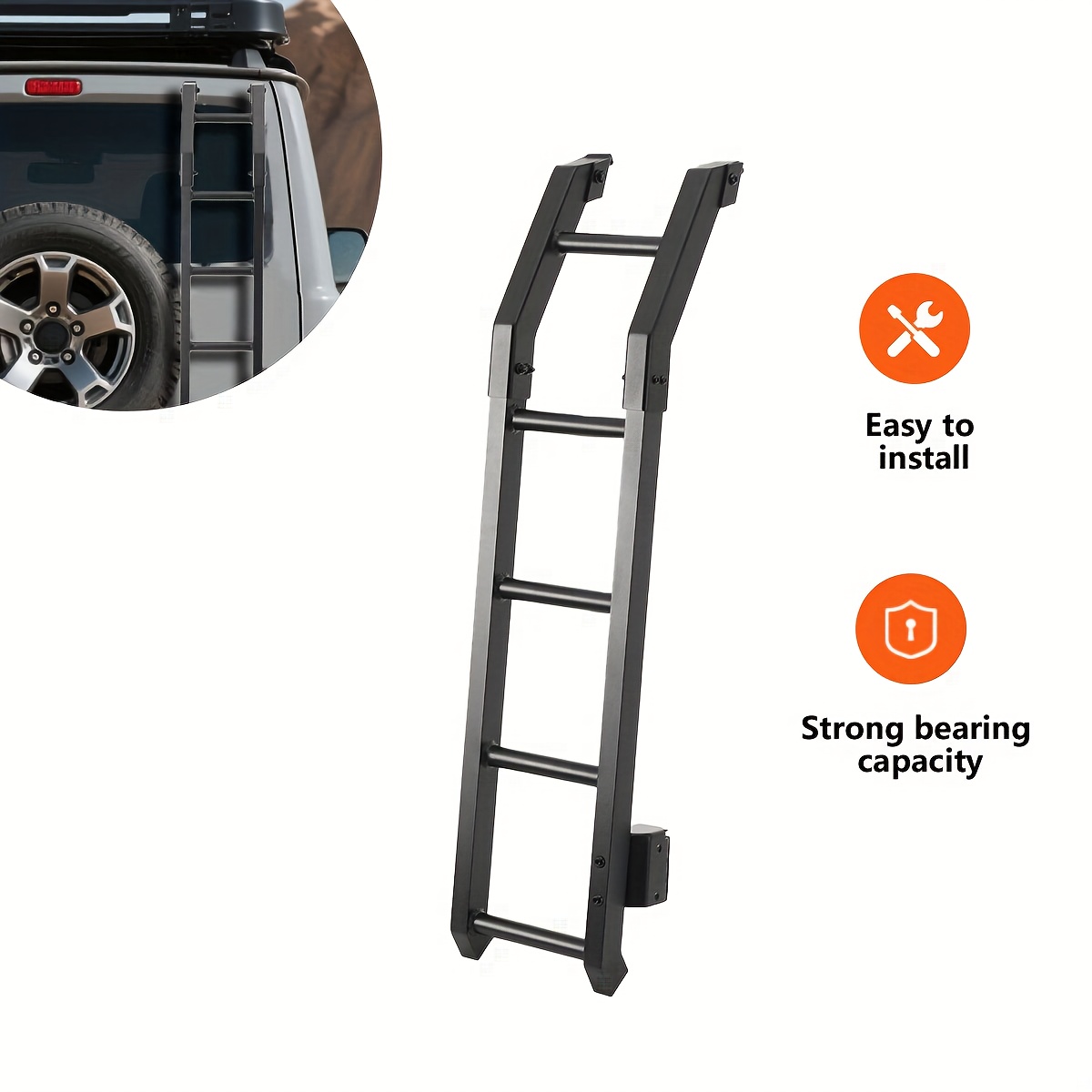 Image of Car Rear Tailgate Ladder, Car Rear Tailgate Ladder Climbing, Car Rear Tailgate Ladder For The Rear Ladder, Fits For 2019+, Step Ladder Outdoor Accessory Rear Tailgate Ladder