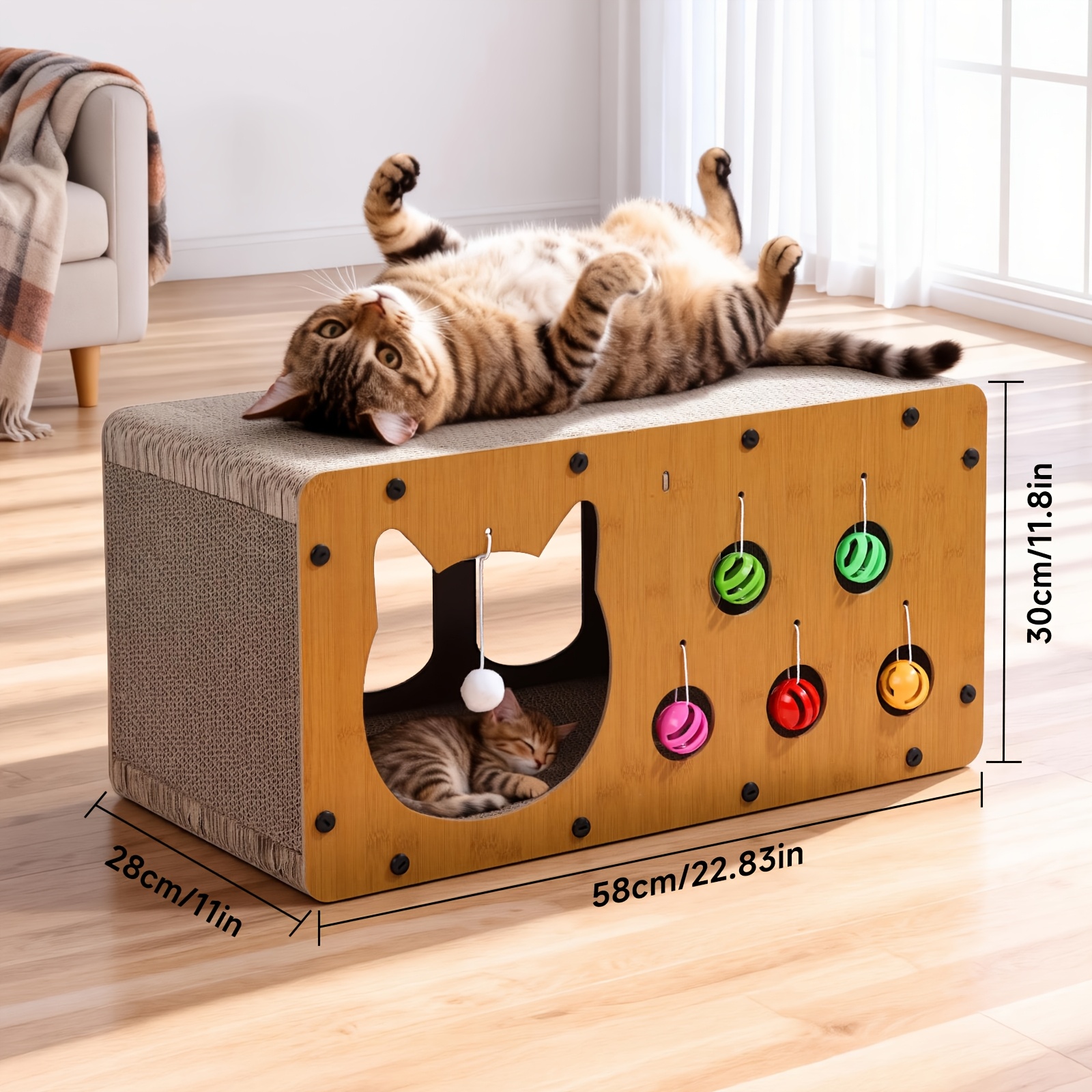 Cat Head Scratching Post And Bed, 1pc Scratching And Resting Toy, Sturdy And Comfortable Cat Bed With Anti-tipping Design, Cute And Interactive Features, Cat Play House, Multifunctional Pet Furniture.
