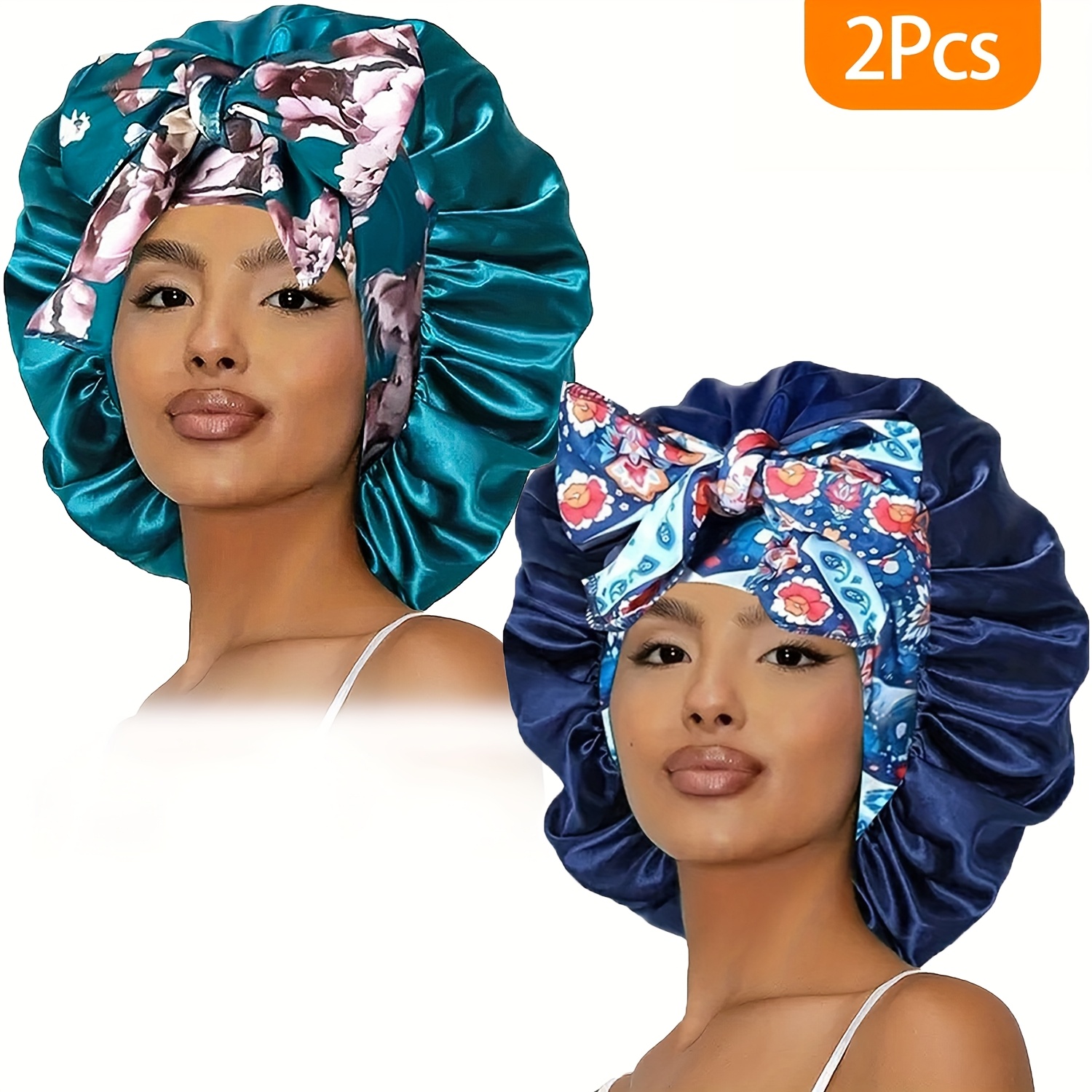 TEMU 2 Pack Women's Adjustable Sleeping - Soft Hair Protection Bonnet For Night, Shower & Home Use, Options