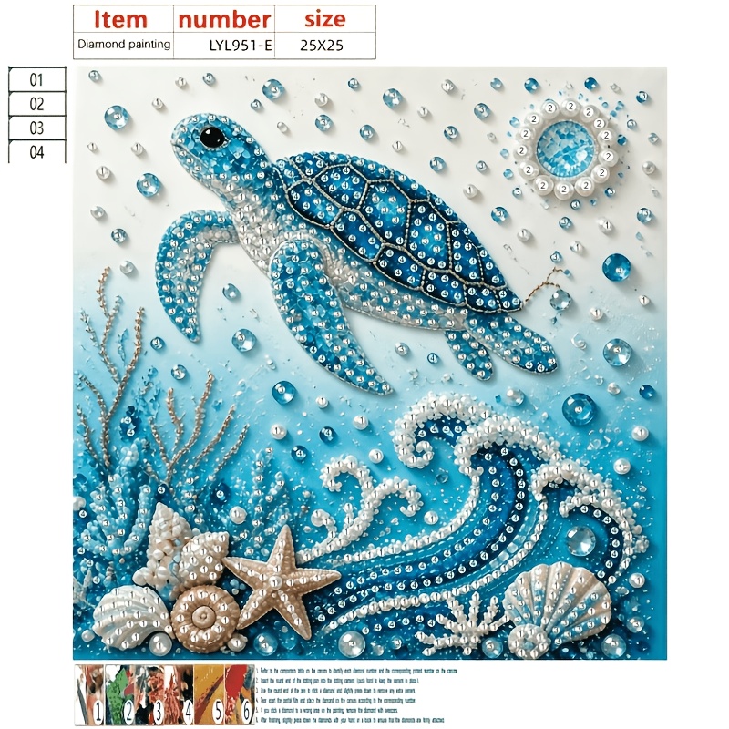 TEMU Nouvelle peinture DIY à sur le thème de l'océan, artisanat de peinture diamant 3D, convient aux adultes, décoration murale sur le thème de