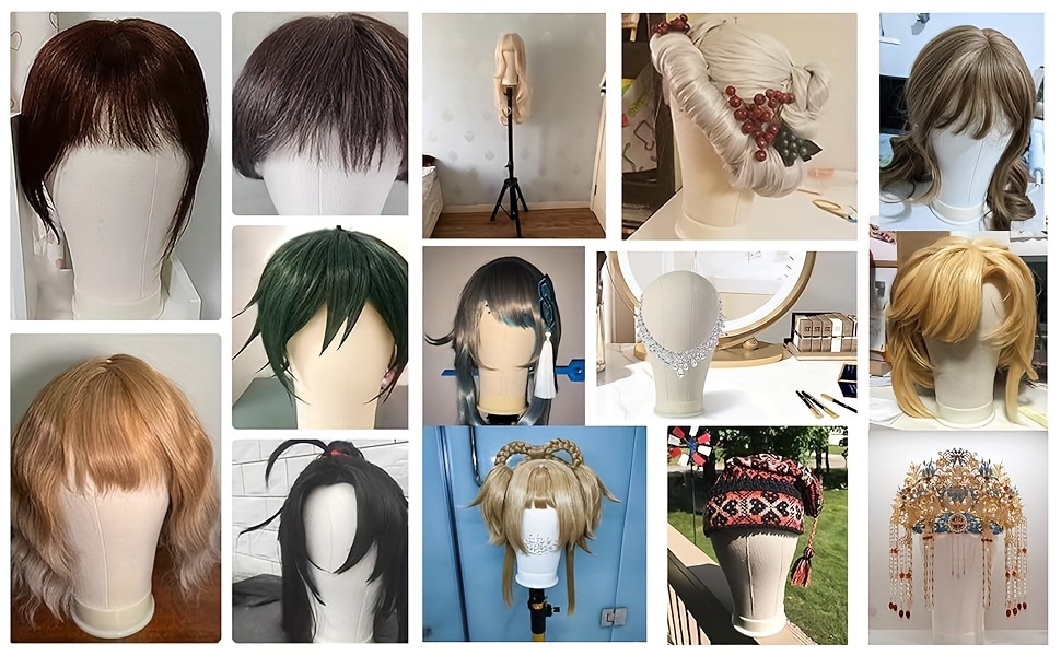 cabeça de peruca de tela de 22 polegadas com suporte, cabeça de   de peruca com suporte, suporte de mesa para peruca com tripé para exibição de fabricação de perucas,  , presente de páscoa para   da mãe detalhes 4