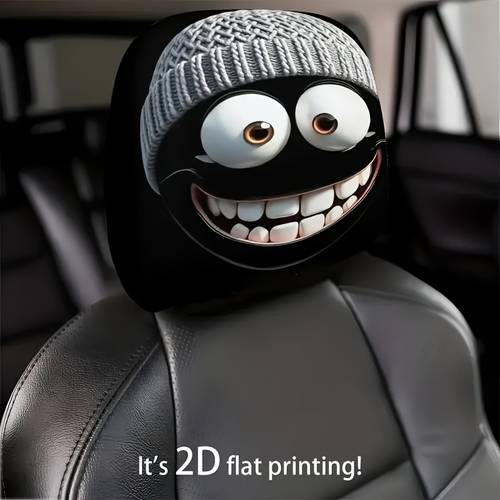 2pcs car headrest cover cartoonish and funny printing no filling for mens and womens car interior decoration year round use ideal gift for cars friends