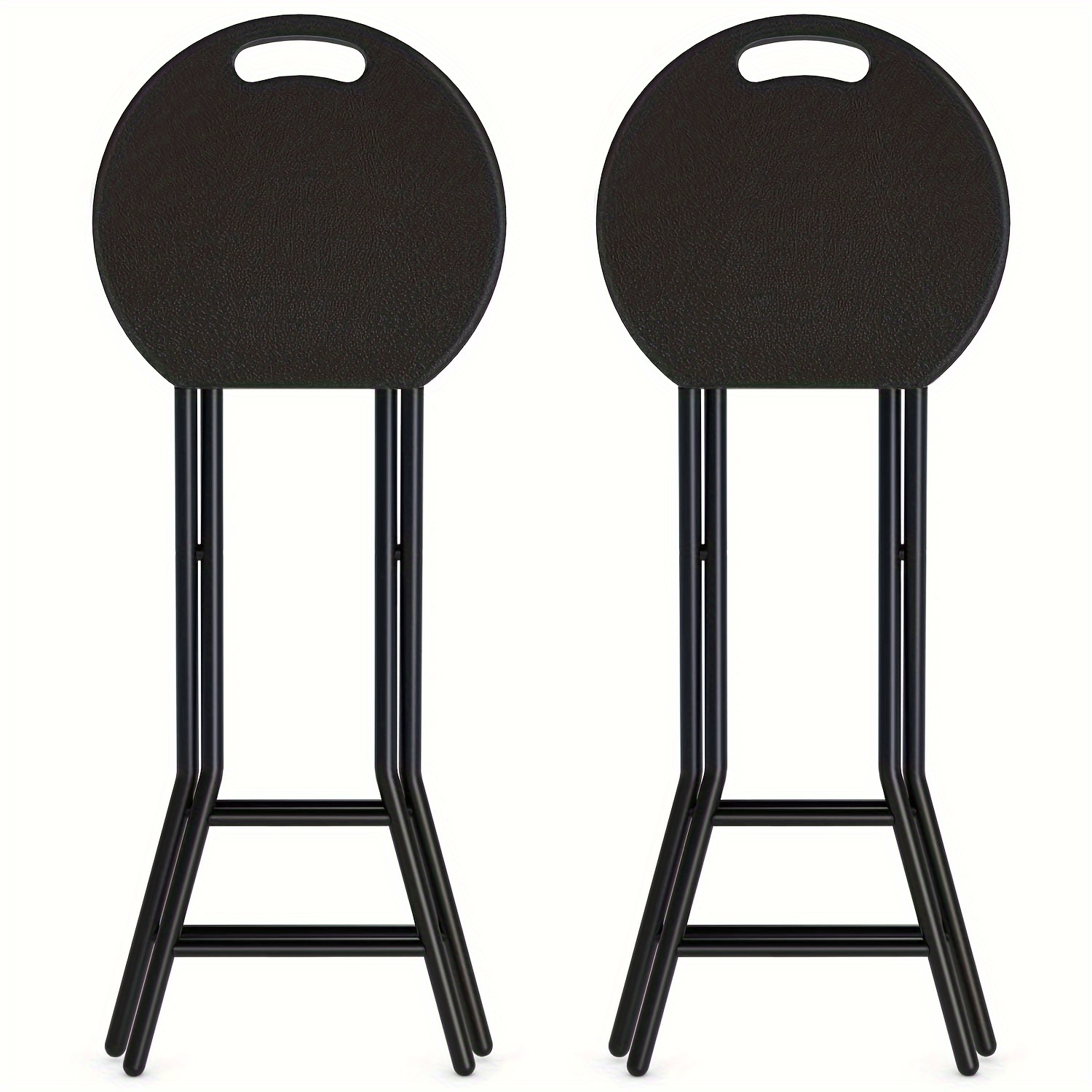 

Round Collapsible 24-inch Folding Stool With 300lbs Capacity Set Of 2, Black