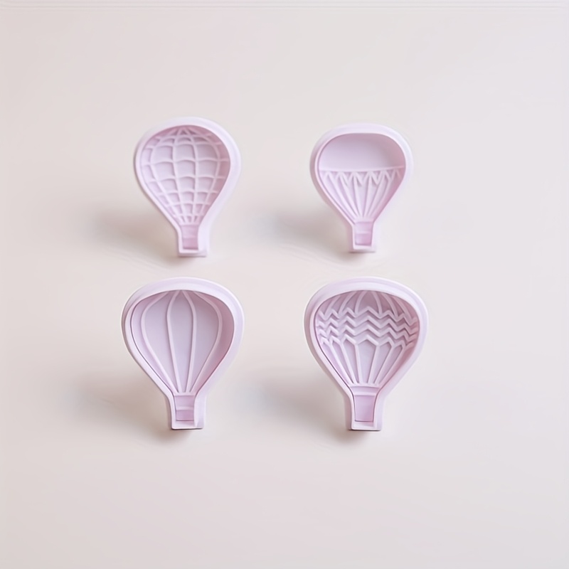 4pcs Hot Air Balloon Shaped Textured Spring Handle Cookie Molds For Baking Fondant Gummy Cake Decoration