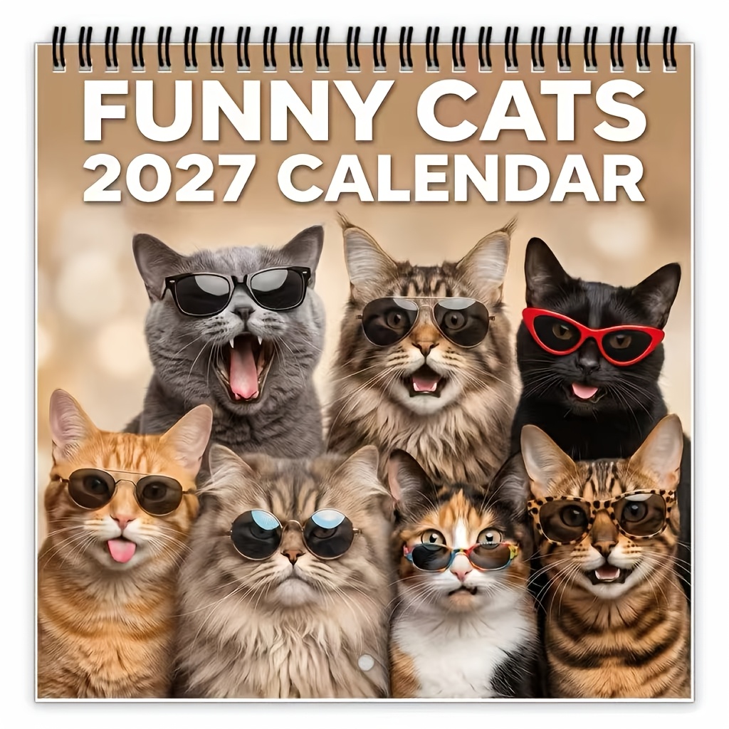 TEMU 1 Copy Of The 2027 Meme Wall Calendar - A Humorous Kitten Planner With Daily Phrases And Monthly Pages, Perfect For Home Or Office Decor, Cat