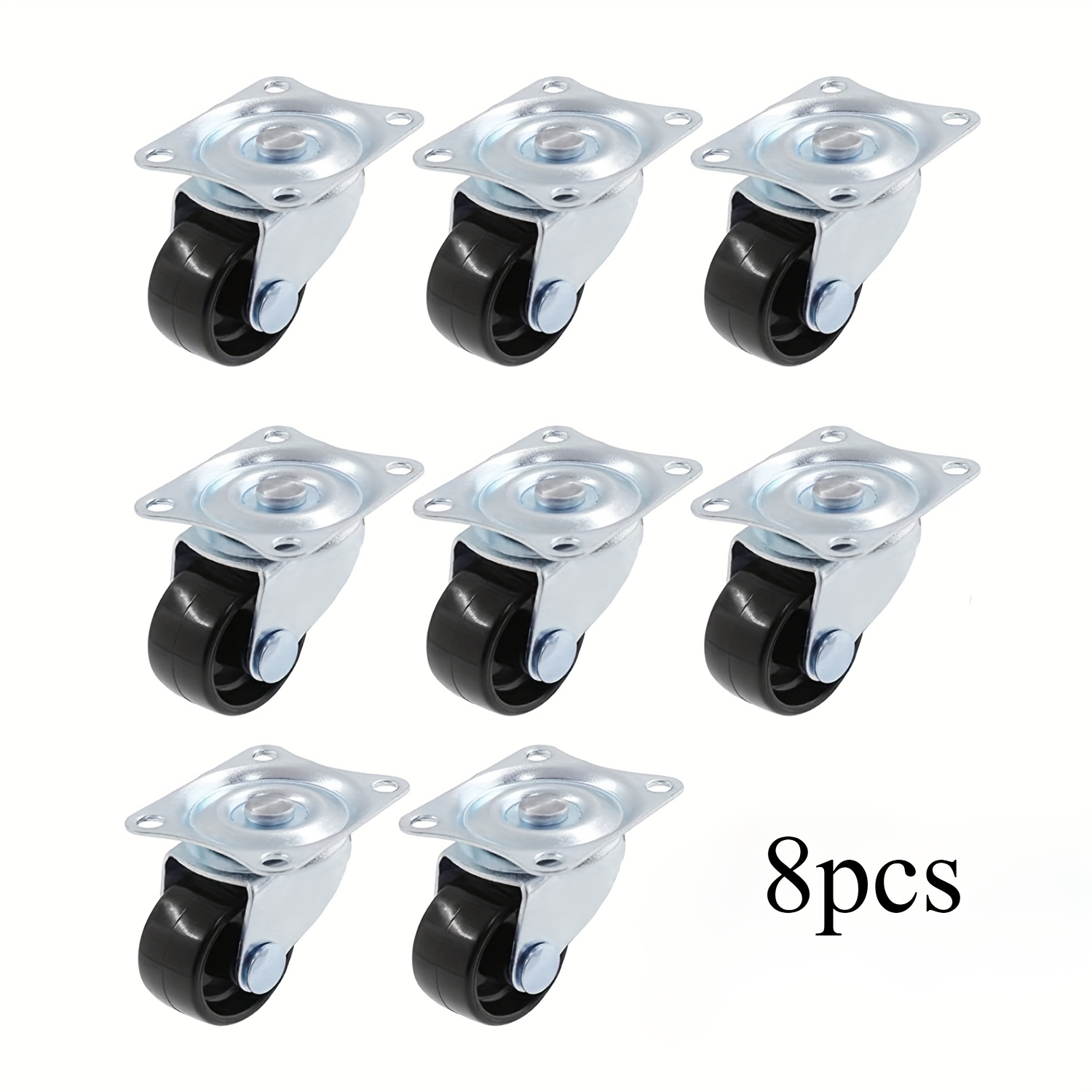 

8pcs 1" Swivel Casters With Rubber Base - Ball Bearing Trolley Wheels For Office Cabinets, Workbenches, Small Furniture & Storage Bins