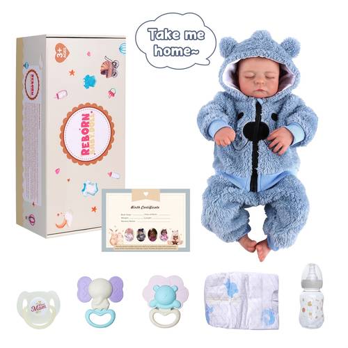 dolls boy 20 inch handmade realistic babies wearing a piece bear suit sleeping baby with soft cloth body