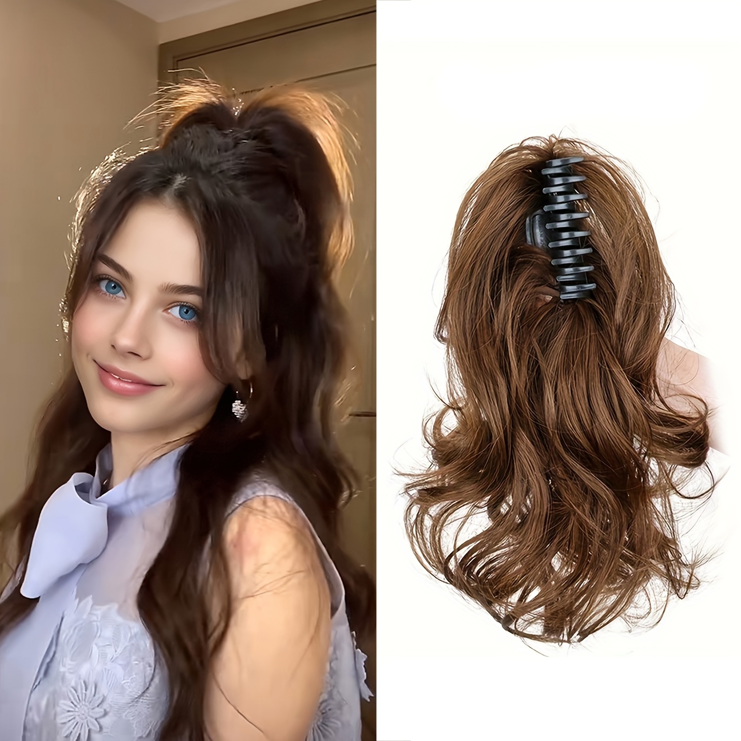 TEMU Extension con clip a pinza e ondulazioni ricci, chic, da 14 pollici - Capelli sintetici per donna | da versatili e soffici
