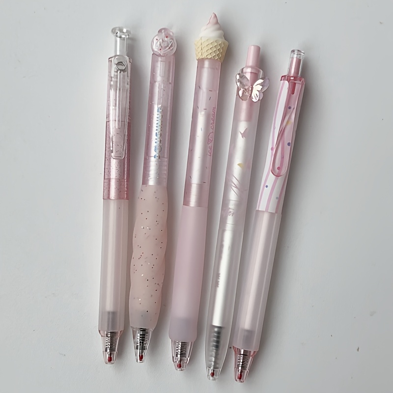 TEMU 5pcs Peach Ice Cream Pen 0.5mm Quick Pen Design Creative Writing Pen Office Supplies