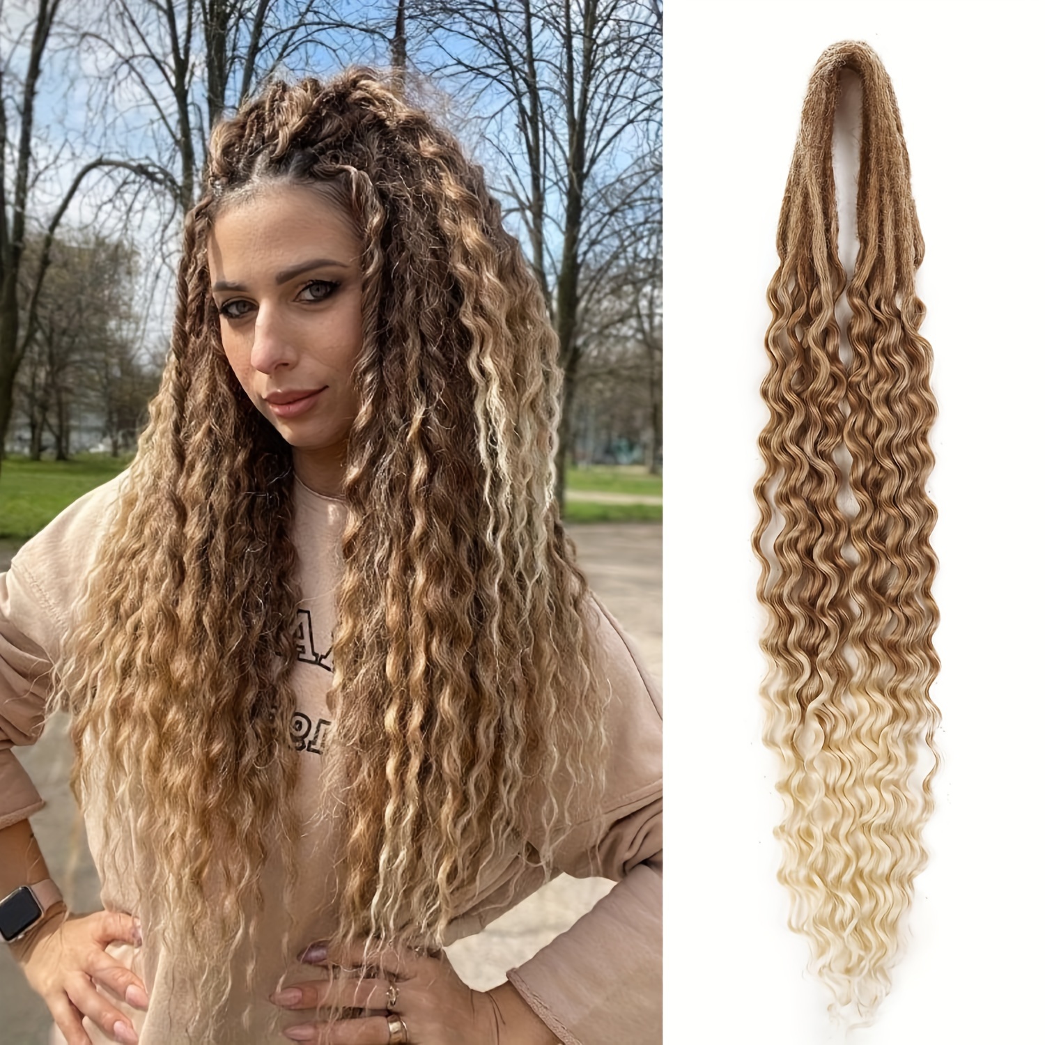 

Women's Crochet Dreadlock Extensions, Synthetic Fiber, 10-piece, 24 Inch Foldable To 48 Inch Double Ended, Suitable For All People