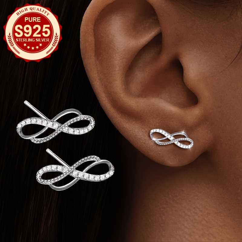 Women's S925 Silver Double Infinity Symbol Stud Earrings